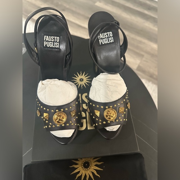 Fausto Puglisi Open Toe Leather Platform Sandals NEW - Picture 1 of 4